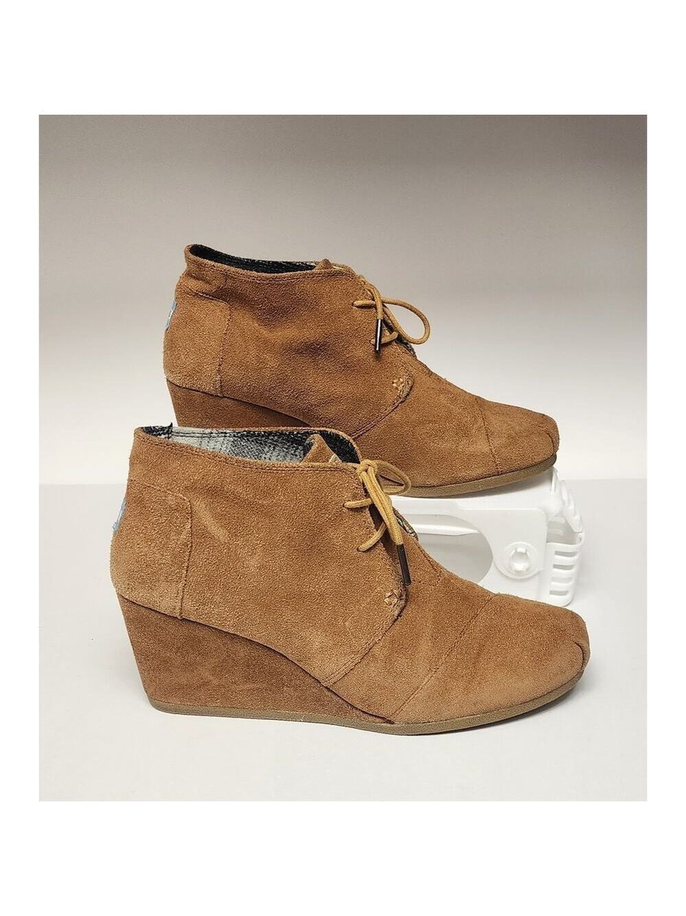 Toms Desert Chestnut Brown Boots Suede Leather Womens Wedge Bootie Shoes Size 10